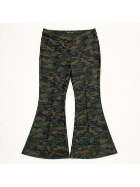 Peace of Cloth Small Camo Bell Bottom Flare Pants Pull On Stretch Camouflage